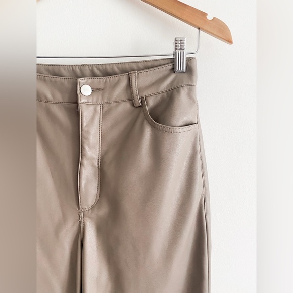 Dynamite Gisele Straight Leg Faux Leather Pants, Brown, Size 6 - Picture 5 of 10